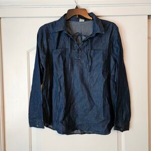 Faded Glory Shirt Girls XL (14-16) Denim Boho Western Long-sleeve 100% Cotton NW